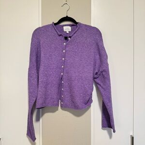 Purple Roll Neck Cardigan